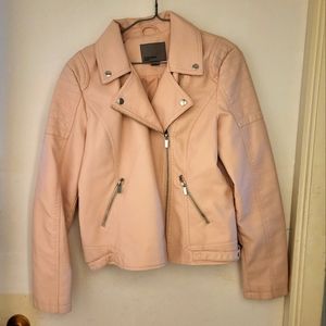 Pink pleather moto jacket